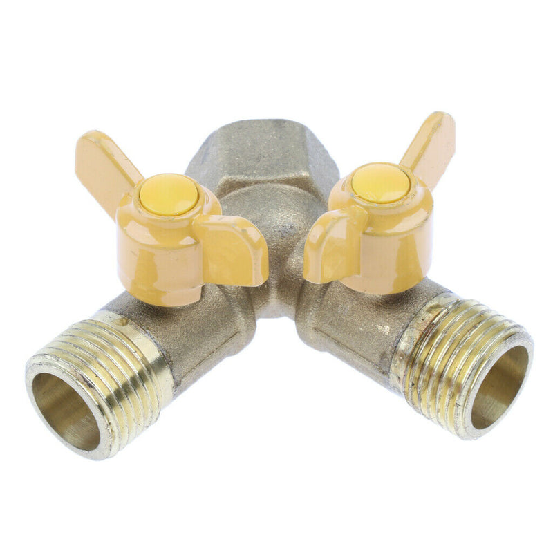 1/2 inch Propane Y Splitter Quick Connect Tee Adapter Fitting with Valve for RV
