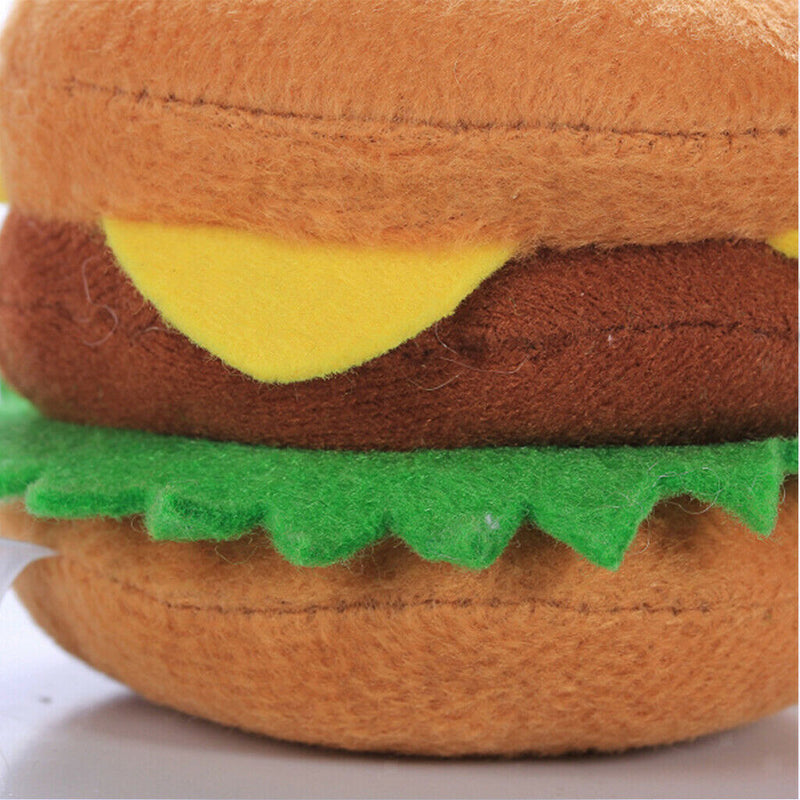 Squeaky Stuffed Plush Dog Toys - Hamburger Shaped - Pack of 2