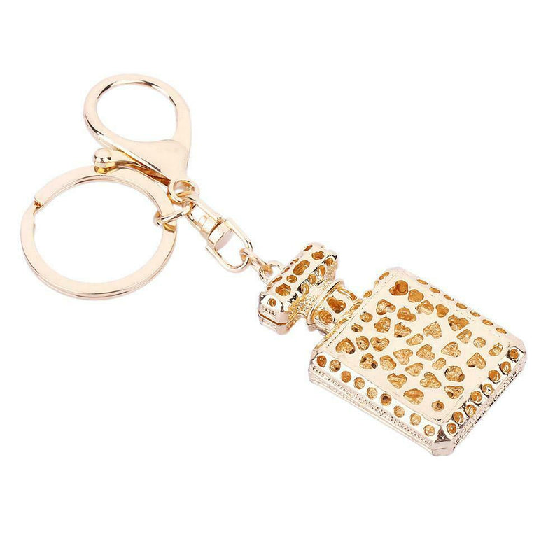 Rhinestone Crystal Perfume Bottle Key Ring Keychain Bag Pendant for Girls