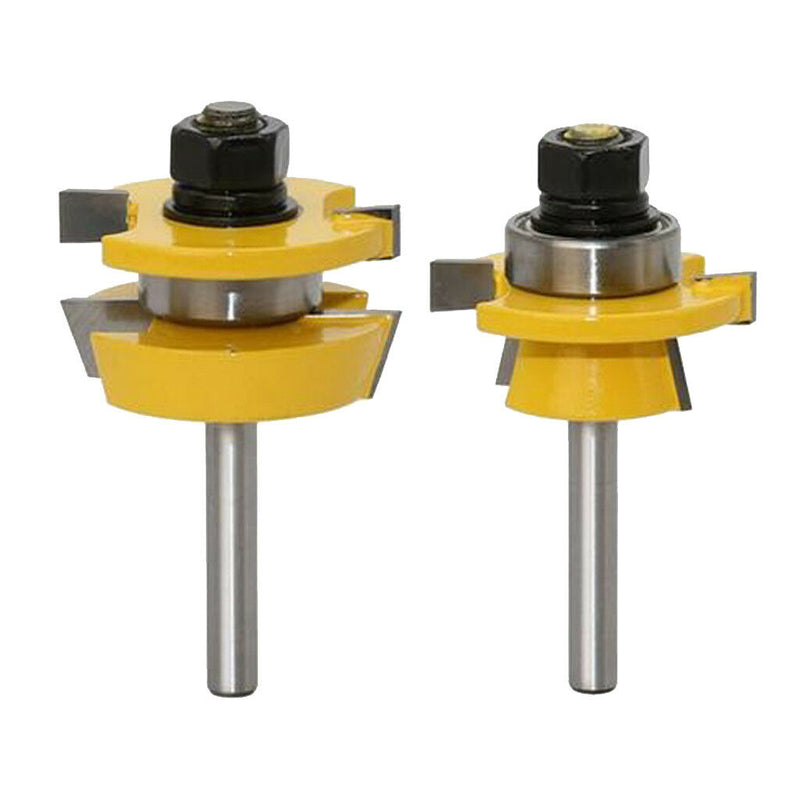 2pcs 1/4'' Shank Tongue and Groove Router Bit Set Durable Rotary Power Tools