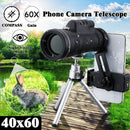 40X60 Camping Hunting HD Monocular Telescope with Tripod+Phone Clip +Bag Kit