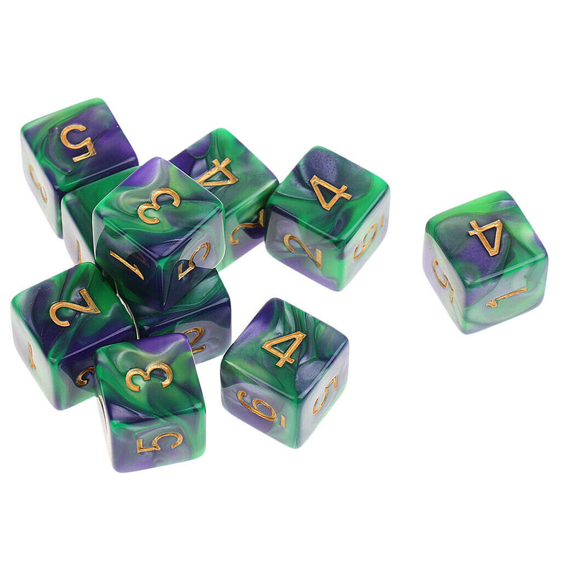 10pcs 6 Sided Dice D6 Polyhedral Dice for Dungeons and Dragons Table Games