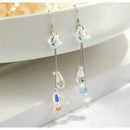 Crystal Charm Rhinestone Bride Earrings Long Tassel Ear Stud Dangle Earrings