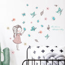 Flying butterfly girl wall stickers Girls room decoration art cartoon Wall De Cy