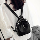 2016 New Fashion PU Leather Ladies Mini Rivet Backpack Shoulder Bag Black