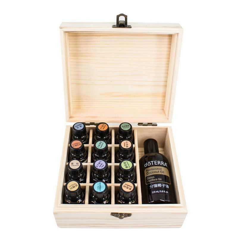 13 Slot Essential Oils Wood Wooden Storage Box 5/ 10/15/115ml Bottle Container