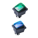 2pcs Blue Green 4 Pin On/Off 2 Position Rocker Power Switch With Backlight