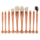 10pcs Professional Rose Red Shell Makeup Brushes White Hair Cosmetic Tool