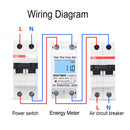 Backlit LCD Digital Wattmeter DIN Rail Power Consumption Energy kWh Meter