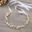 Wedding Bride Metal Leaf With Shell Flower Long Headband Hair Band Bridal H