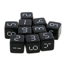 Set of 10 D6 Dice Six Sided Die Black with White Numbers for Dice Game 16mm
