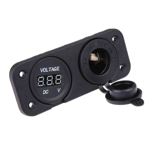 12V 24V Motorcycle Auto Car Cigarette Lighter Digital Voltmeter Volt Meter
