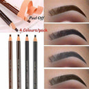 4pcs Waterproof Microblading Eyebrow Peel-off Pencil Eye Brow Pen Makeup Beauty