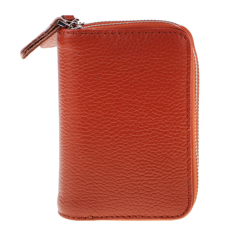 Leather Unisex Credit Card Holder Zipper Wallet Business Cards Case Purse Travel