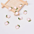 10PCS Fruit Peach Enamel Alloy Charms Pendant DIY Craft Jewelry Findings G BX