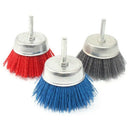 3Pcs 3-Inch(75mm) Assortednylon Cup Brushes Set Nylon Cup Set with 1/4 Shan