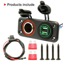 12V Boat Cigarette Lighter Socket Waterproof Dual USB Car Charger Socket Panel