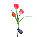 3 Heads Solar Power LED Simulation Tulip Light Garden Landscape Lamp (Red) A