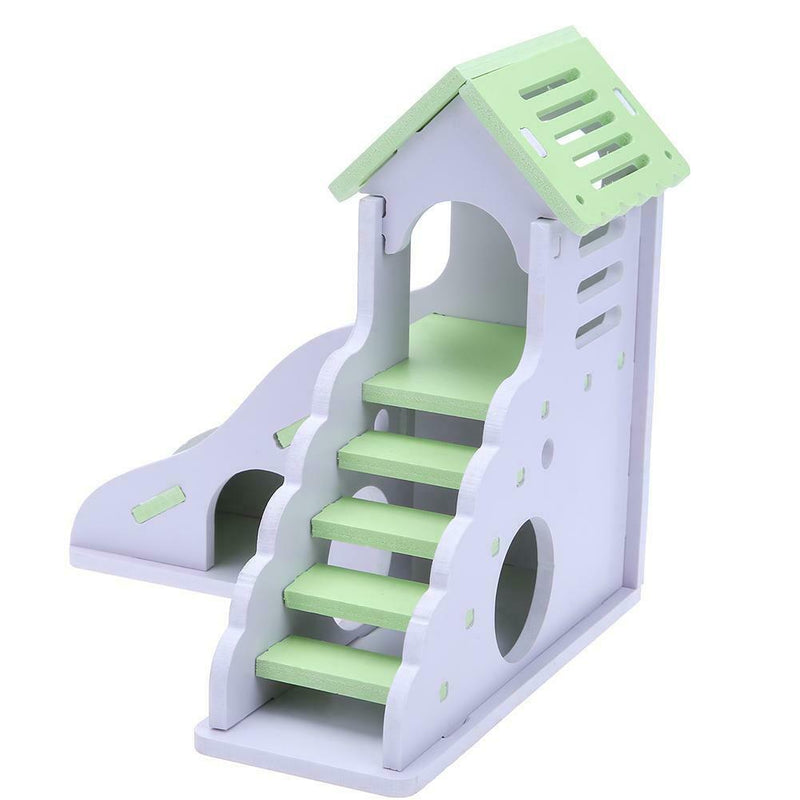 Waterproof Removable Stairs Double Layer Villa Hamster Sleeping Nest(Green)