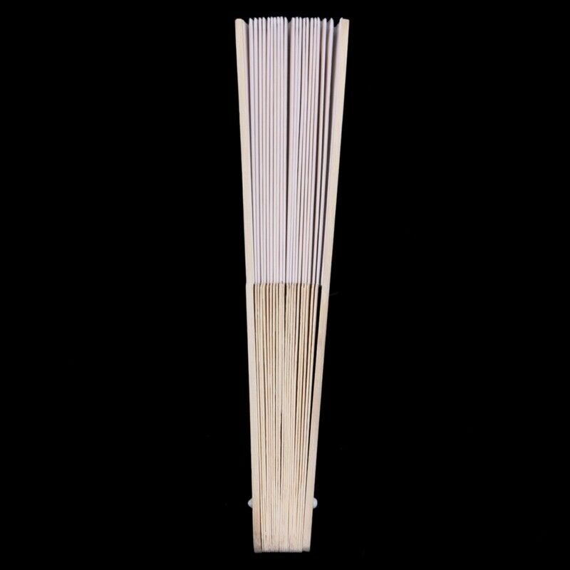 24 pcs/lot White Folding Elegant Silk Hand Fan with Gift bag Wedding & Part Q5Z9