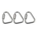 3x Stainless Steel Triangle Shape Carabiner Screw Locking Hook Climbing 12KN