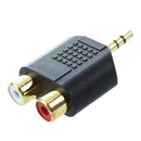 2x RCA Phono Female to 1x 3.5mm Male Jack Audio Adapter D8Q4