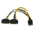 Dual SATA 15 Pin Male to 6 Pin Female Graphics Video Card PowerCableConnectorsxp