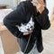 Women Animal Printed Crossbody Bag Crescent Chain Shoulder Handbag (Cow) A