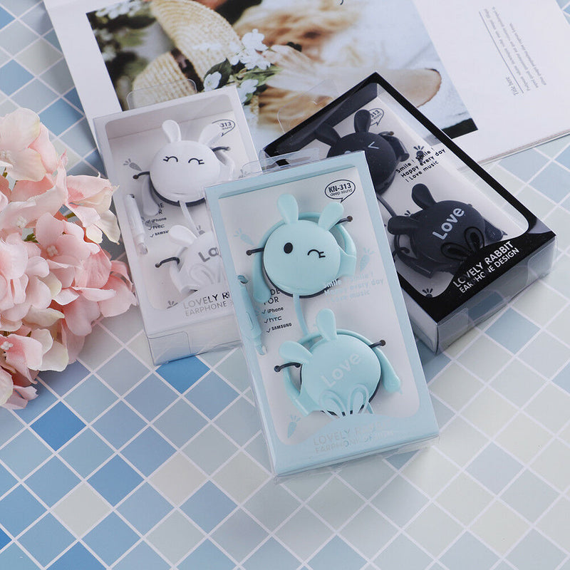 1Pc cute rabbit cartoon stereo earphone with mic 3.5mm ear-hook sports headsetME
