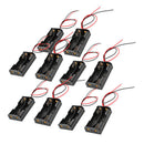 10Pcs Wired Connector 2x1.5V AA Battery Holder Plastic Case Storage Box Black
