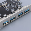 4 USB Ports PCI-E to USB 3.0 Expansion Card Adapter 5Gbps Speed for Desktop