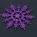 24pcs Snowflakes Xmas Tree Decor Plastic Glitter Snow Flake(Dark Purple)
