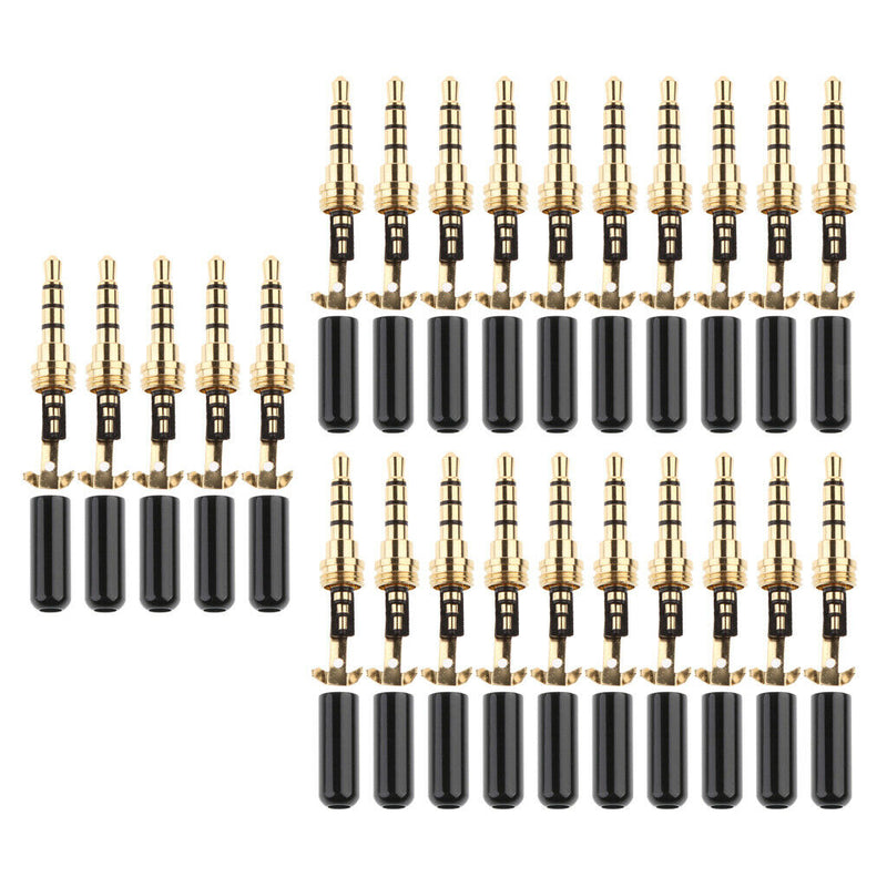 25 Pieces Agate Black 3.5mm Plug Connector