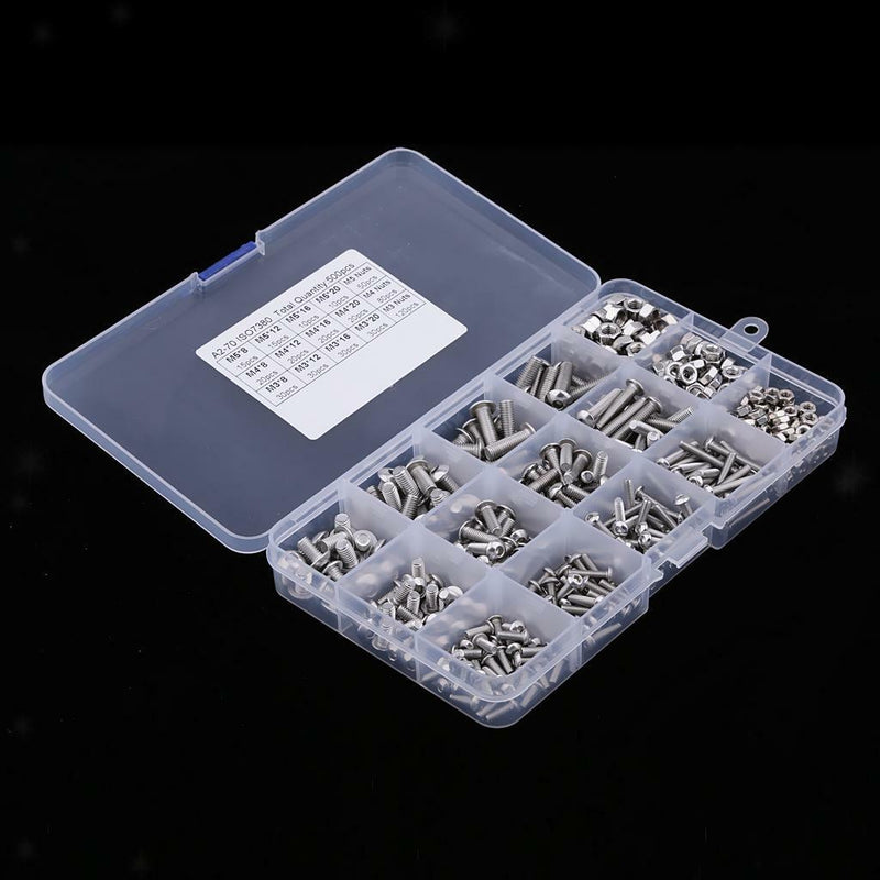 500Pcs M3 M4 M5 Stainless Steel Hex Socket Head Cap Screws Nuts Assortment