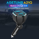 A21Q Dual USB 5V 2.4A QC3.0 LED Digital Car Phone Charger w/Lighter Sockets