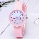 Candy Color Quartz Watch Women Men Fish Print Round Dial Wristwatch (Pink) A