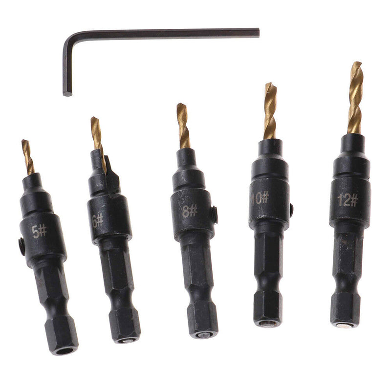 1 Set hss countersink drill bit set reamer drill woodworking chamfer 5-12mm JR