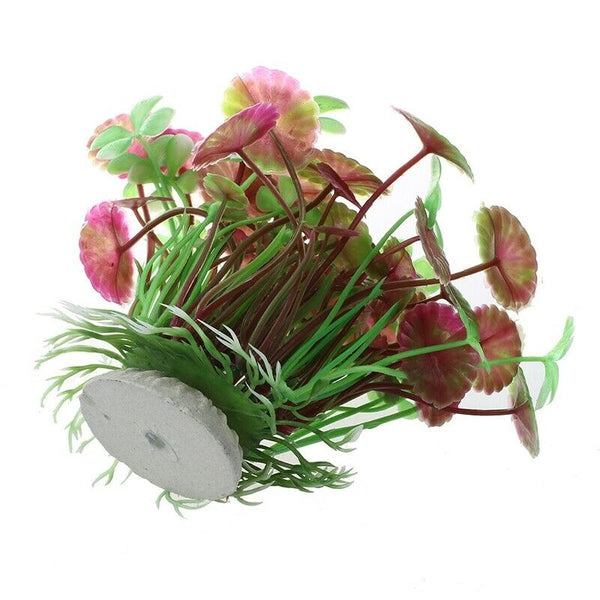 Plant Leaves Waterscape Lotus Artificial Plastic Purple Aquarium K6J4