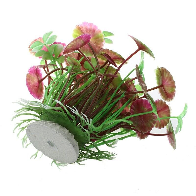 Plant Leaves Waterscape Lotus Artificial Plastic Purple Aquarium K6J4