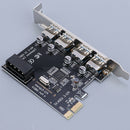 5 Gbps PCI Express to USB 3.0 Adapter Card Hub Splitter External Expansion, 4