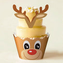 48 Sets Christmas Cupcake Toppers and Wrappers Party Supplies Snowman Santa