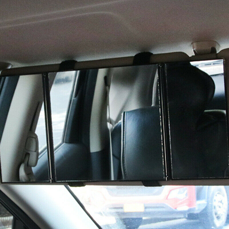1x Car Interior Sun Visors Tri-Fold Makeup Mirror Travel Accessories ABS+Glass