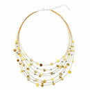 Gorgeous Beaded Multi Strand Necklace and Drop/Dangle Earring Set-Yellow E9V9