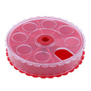 Round PP Plastic Fishing Bait Lure Box Case Container with 7 Compartments
