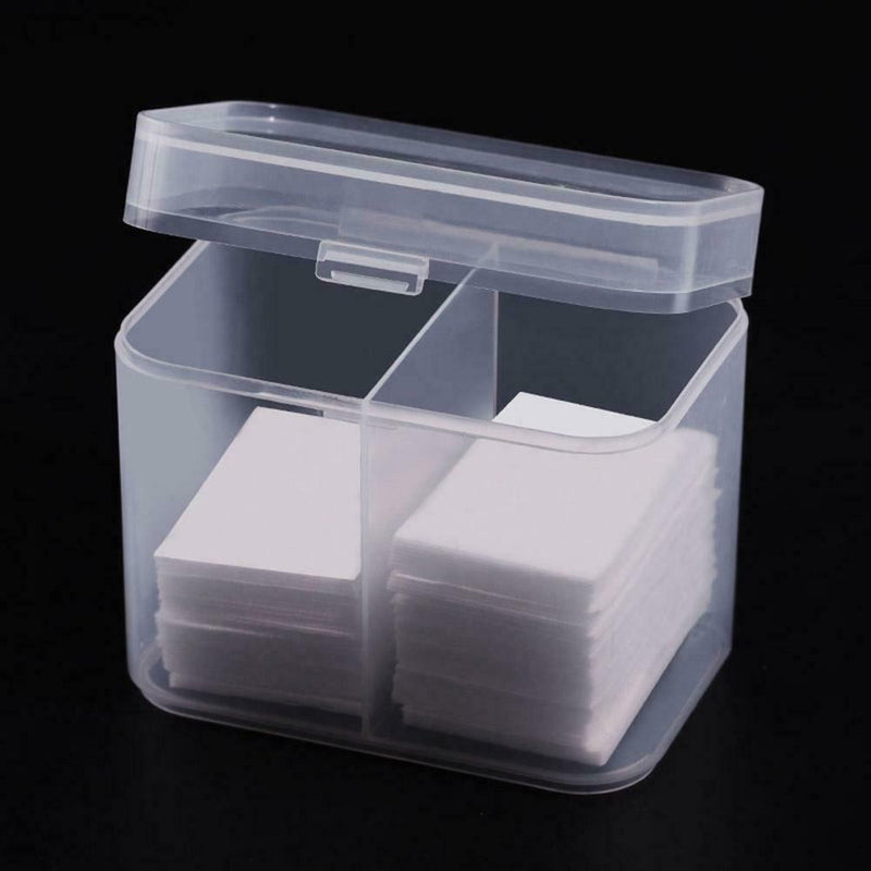 2 Grids Plastic Nail Towel Storage Box Clear Nail Art Jewelry Organizer