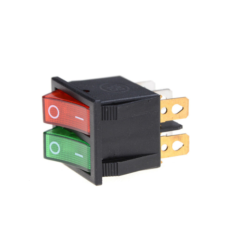 Red Green Light 6Pins Double SPST On/Off Boat Switch 16A 250V AC 20A 125V AC Kw