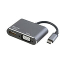 USB Type-C to HDMI VGA 4K 30Hz Video Adapter for PC TV Projector (Grey)