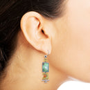 Retro Geometric Turquoise Drop Earrings Ethnic Ear Hook for Women Jewelry A