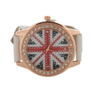 Women Lady Girl Union Jack Uk British Flag White Leather Quartz Watch WAA21
