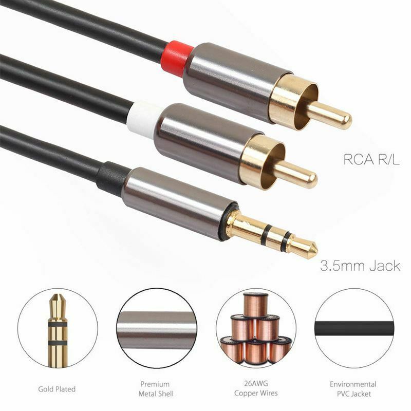 1M 3.5mm Male Jack to 2 RCA Male AUX Analog Stereo Audio Y Adapter Cable Co T1A1
